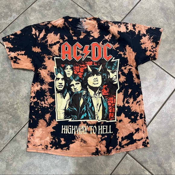 AC/DC Highway To Hell  Tie Dye Graphic Band Tee XL Unisex Adult Preppy Grunge - Picture 2 of 7